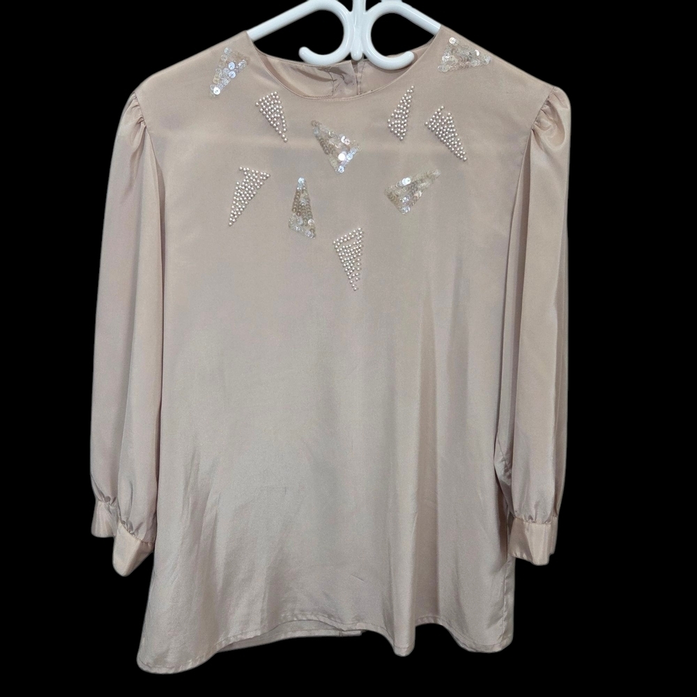 ⭐️Kara Cream Embellished Blouse with  Cuffed Sleeves Size 12